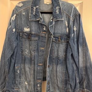 Sneak Peek Distressed Jean Jacket - Blue